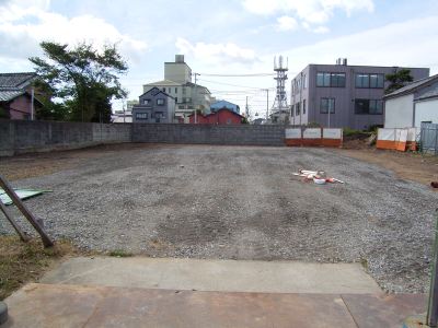 [Photo: Institute site before construction, frontal view]