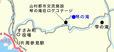 琴の滝への地図